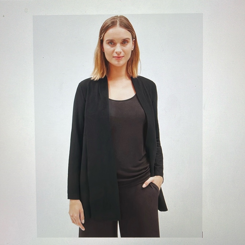 Like New Eileen Fisher System Lightweight Washable Stretch Crepe Long Jacket - M